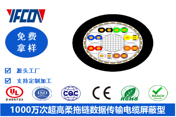 1000萬次超高柔拖鏈數(shù)據(jù)傳輸電纜屏蔽型